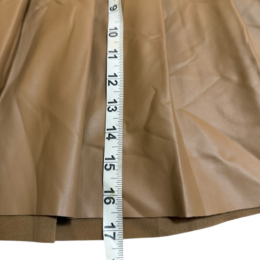 Olive & Oak Tan/Brown Pleated Faux Leather Mini Skirt - Picture 4 of 6
